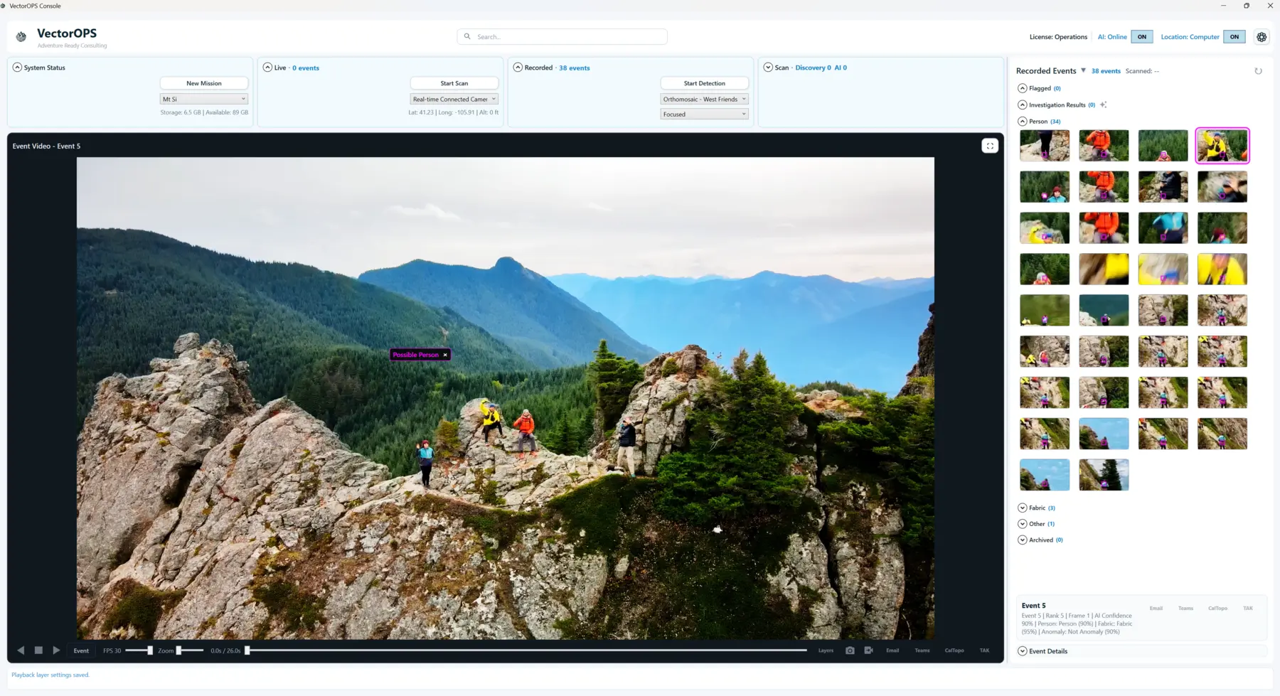 VectorOPS reviewing drone video and prioritized detections